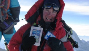 Mia Graeffe am Gipfel des Mount Everest.