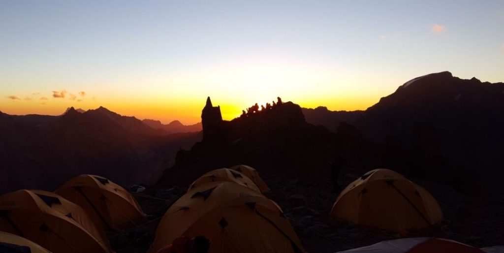 SummitClimb 2018 Aconcagua Team, Abendstimmung mit Sonnenuntergang beim Canada Camp 1