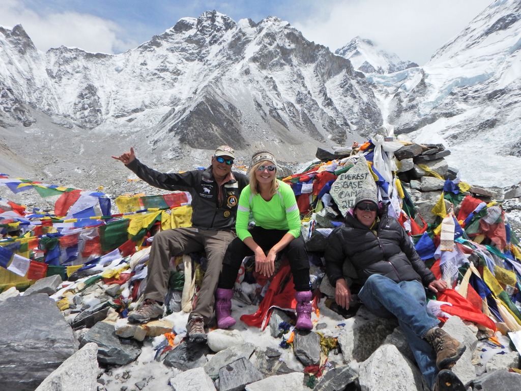 10 Mike, Paula, and Dan at the trekkers rock in basecamp. Photo by unknown trekker 