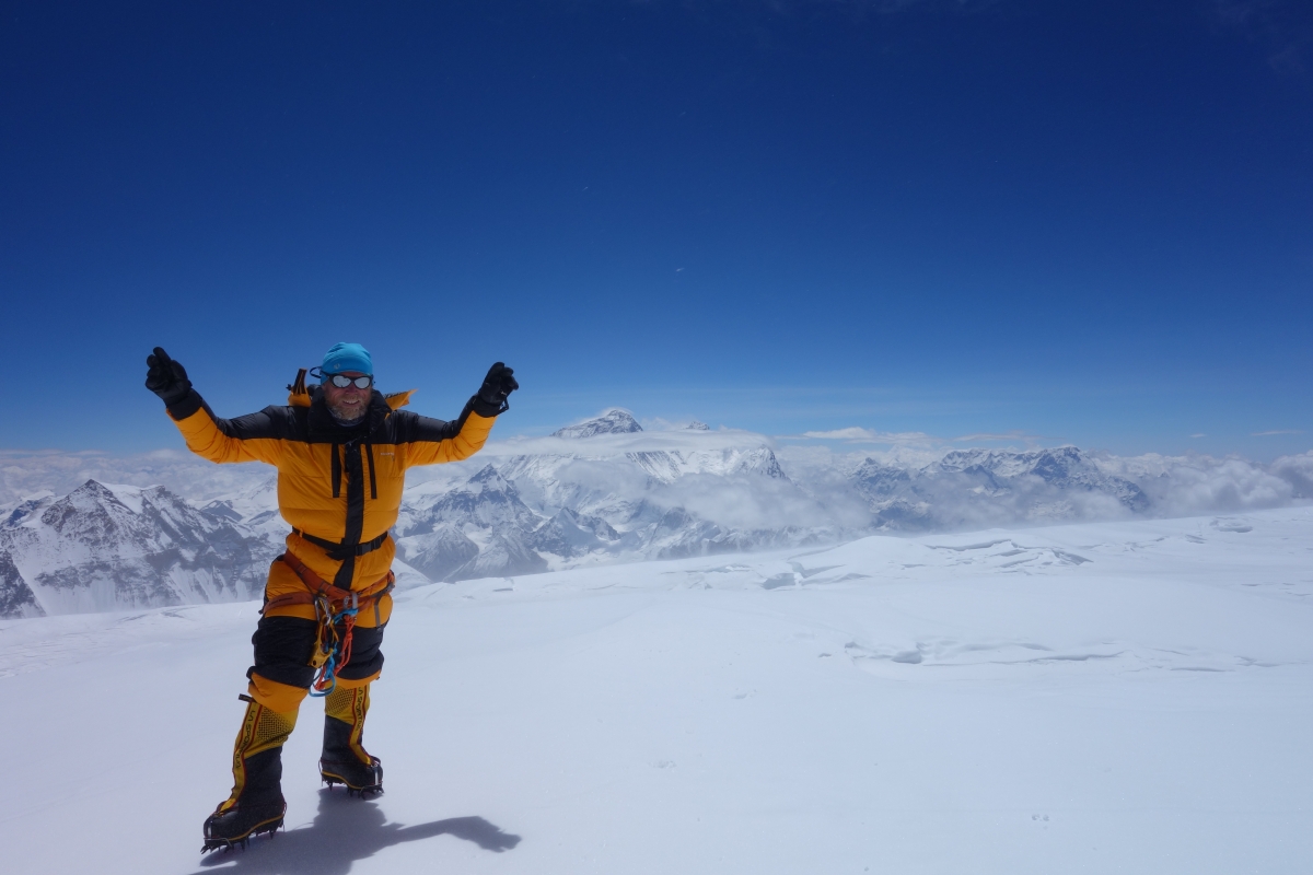 Andreas Czymoch on the summit of Mount ChoOyu. Photo Andreas Czymoch  