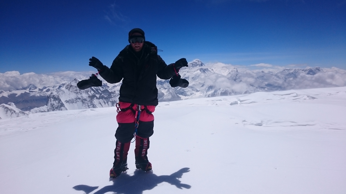 Fredrik on the summit of Mount ChoOyu. Photo Fredrik Johansson  