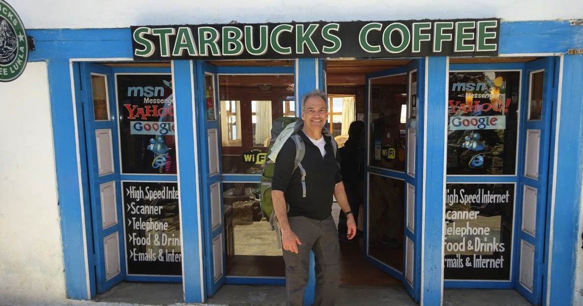 Welcome to Start Bucks coffee at Lukla. Photo Jeff Sorrel